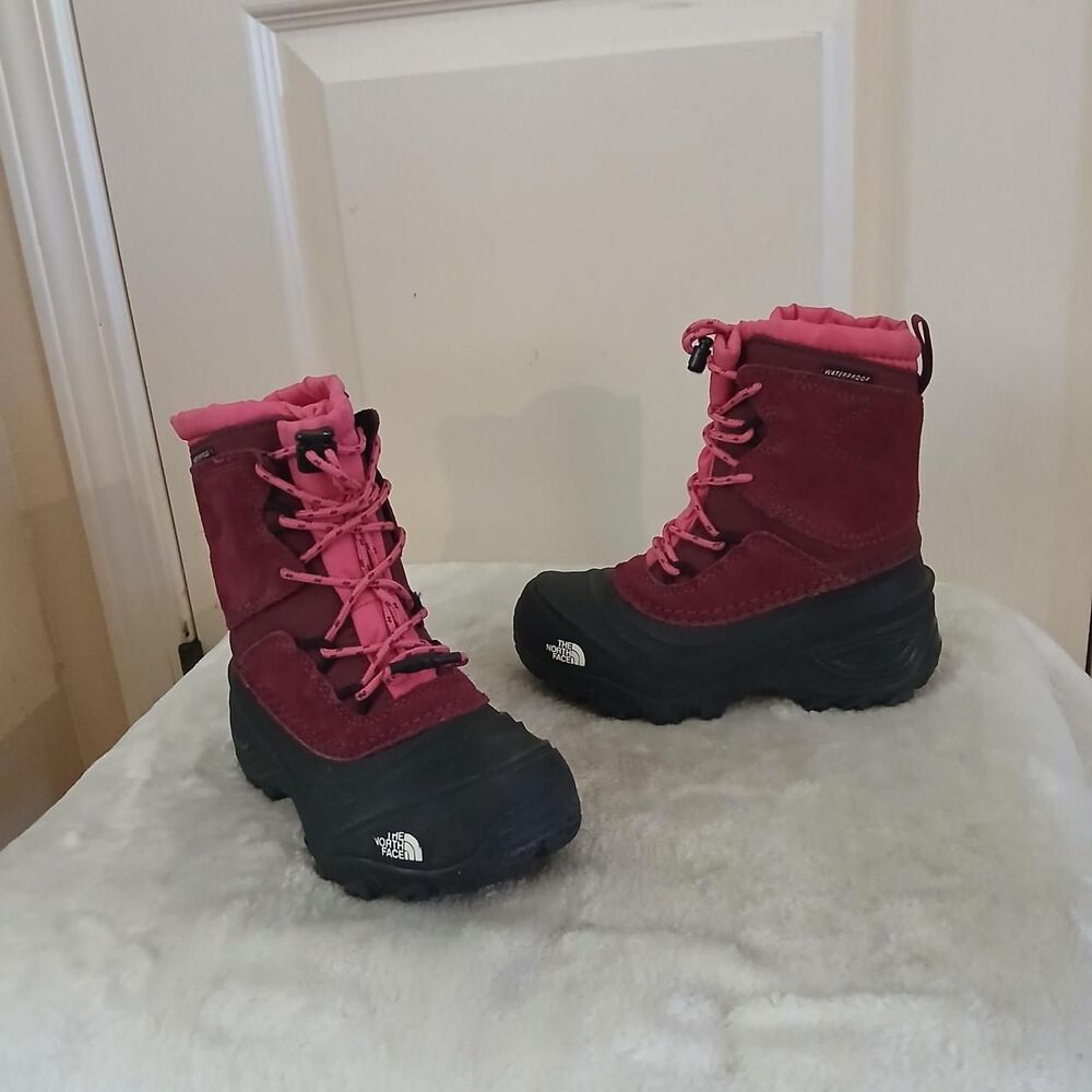 The North Face Suede Winter Boots Pink Burgundy Girls Size 12 Gorpcore Utility